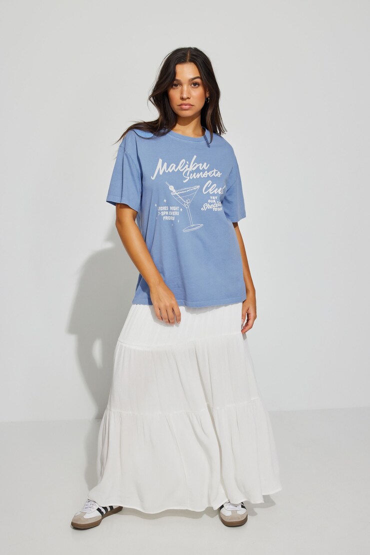 Ex Boyfriend Tee, Washed Blue Skies with "Malibu" Art, large