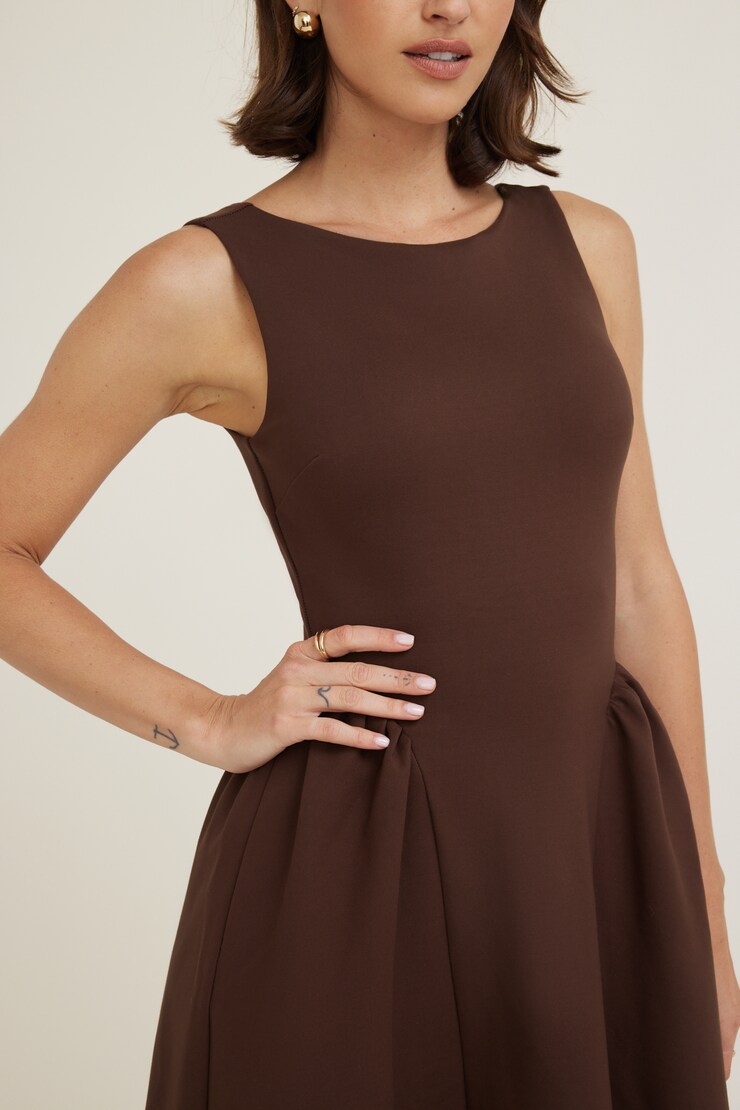 Iris Flared Ponte Maxi Dress Bitter Chocolate Burgundy large
