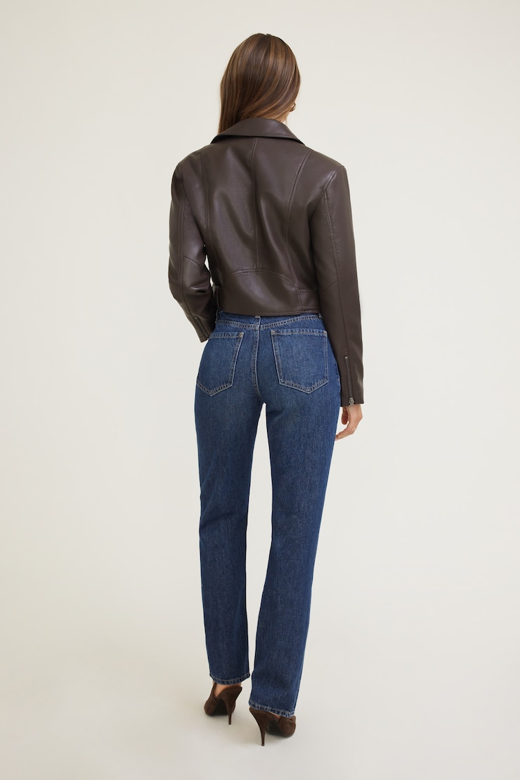 Belted Faux Leather Moto Jacket