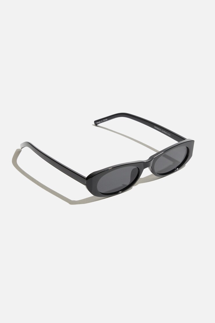 Super Slim Oval Sunglasses Jet Black large