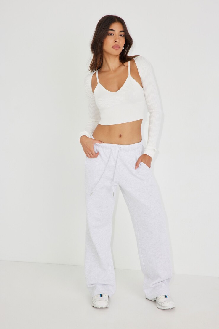 Knit Bralette Top, Snow White, large