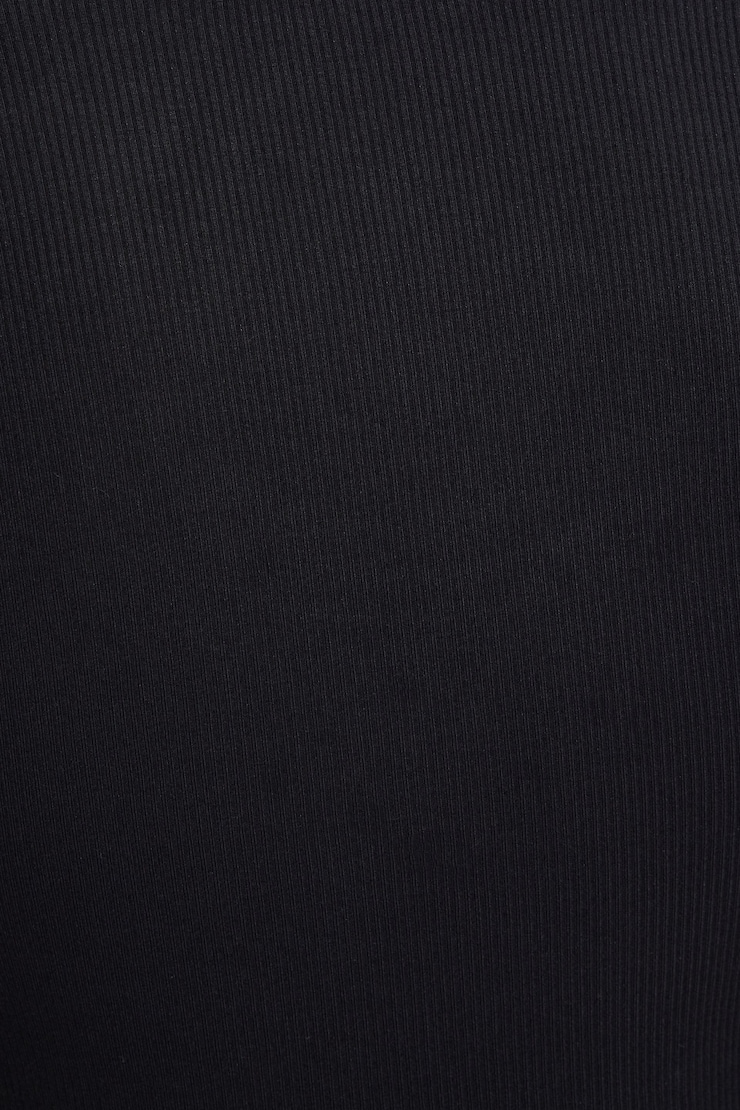 T-shirt côtelé à col échancré et à manches longues Noir encre large