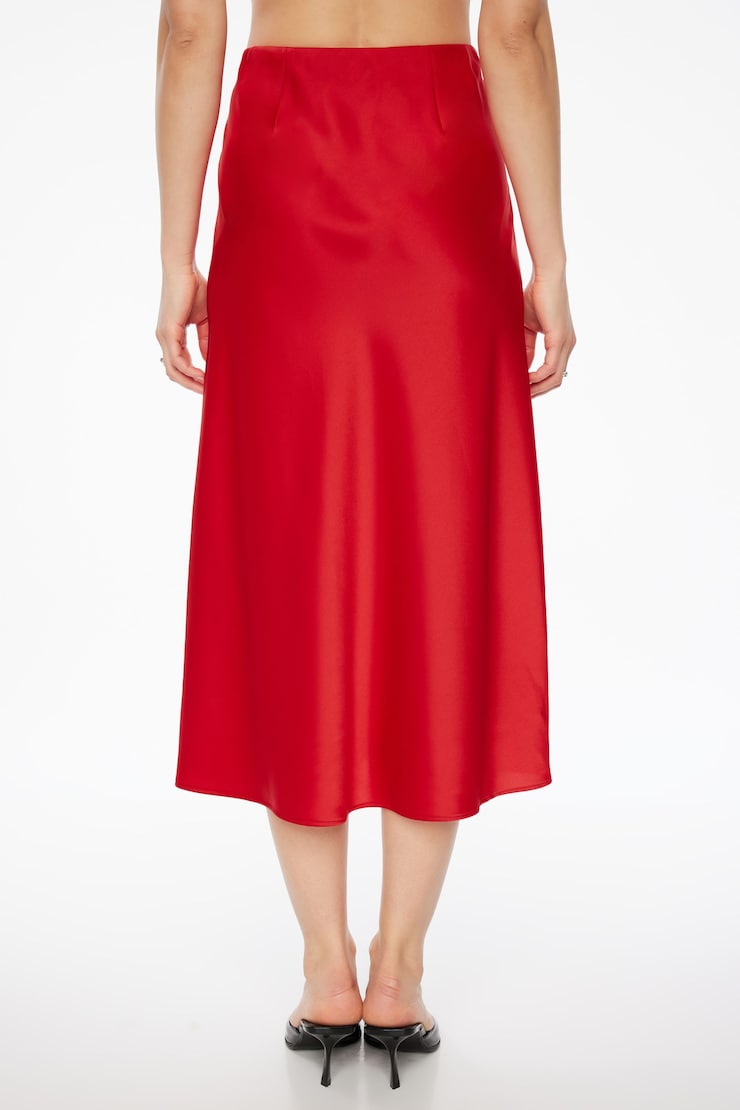 Melody Satin Slip Midi Skirt Fiesta Red large