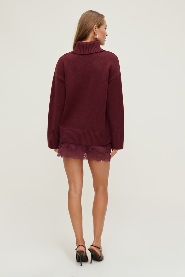 Evy Turtleneck Sweater Zinfandel Burgundy large