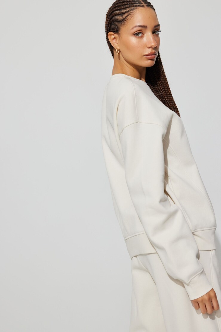 Elevated Crewneck Sweatshirt, Tofu Off-White, large