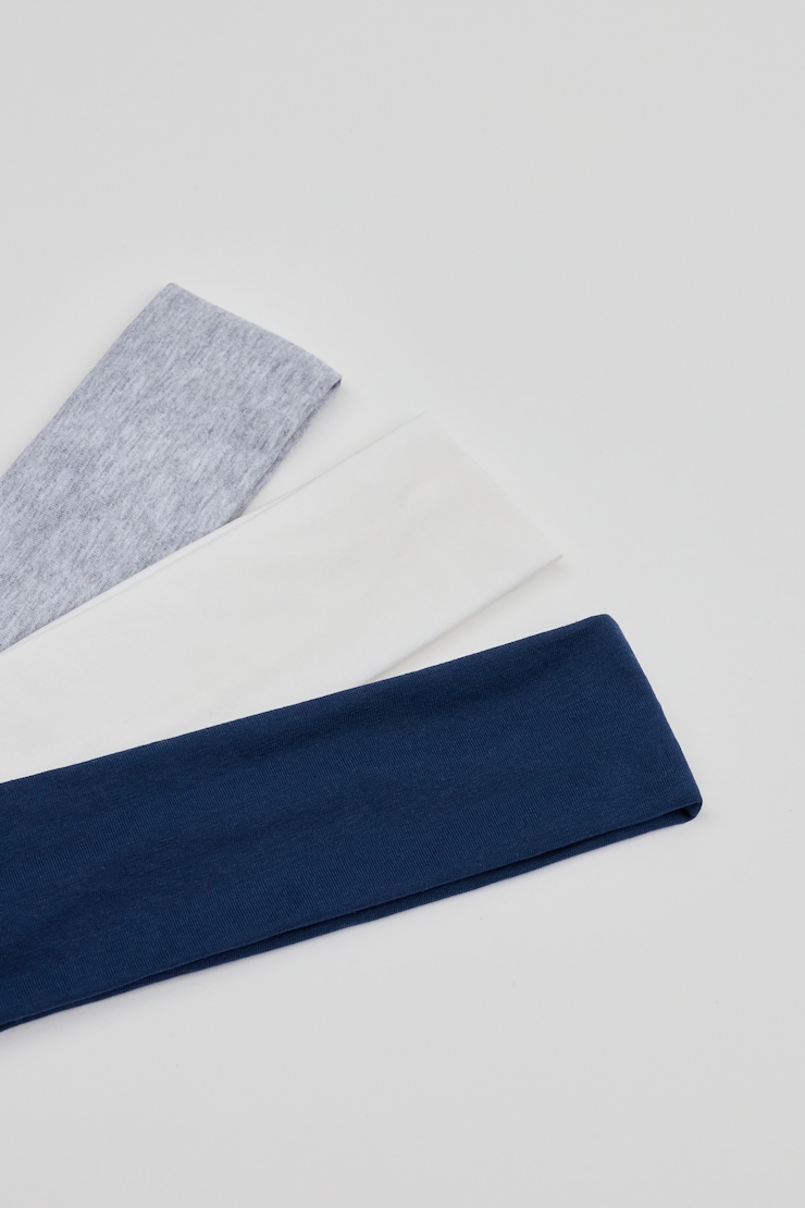 Set of 3 Stretchy Headbands, Midnight Blue/Grey/White, large