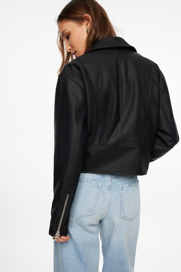 Oversized Biker Jacket Jet Black large
