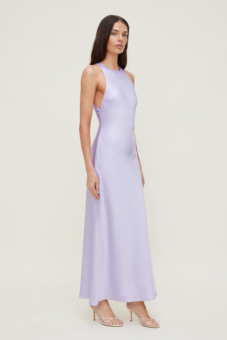 Andy Satin Maxi Dress Purple Heather large