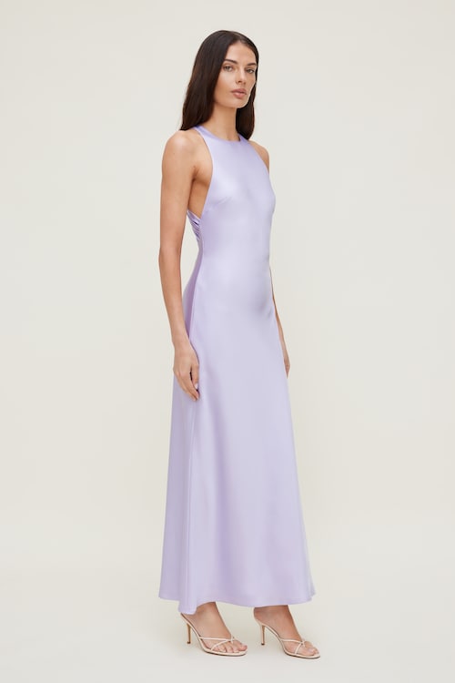 knee length dresses for ladies Dream Sight Lace Satin Maxi Dress