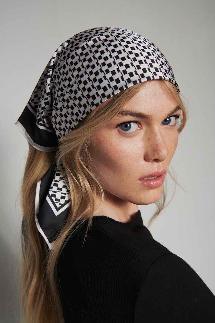 Square Scarf Black & White Geo Print large