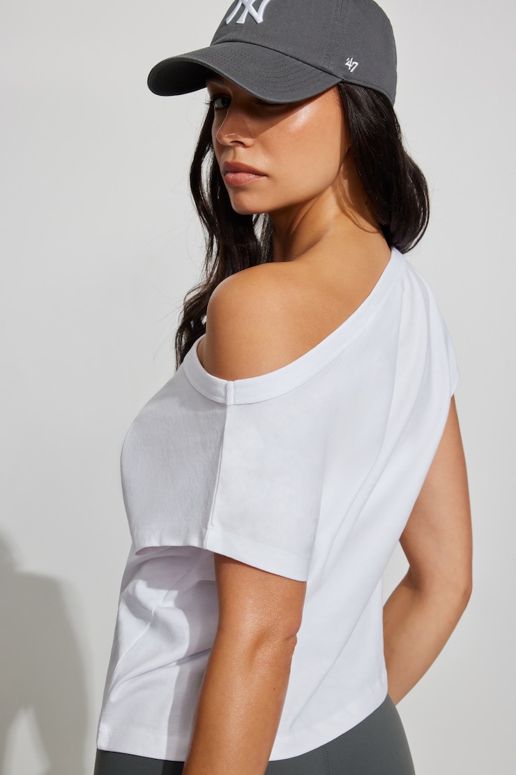 Wide Asymmetric T-Shirt, Bright White, large