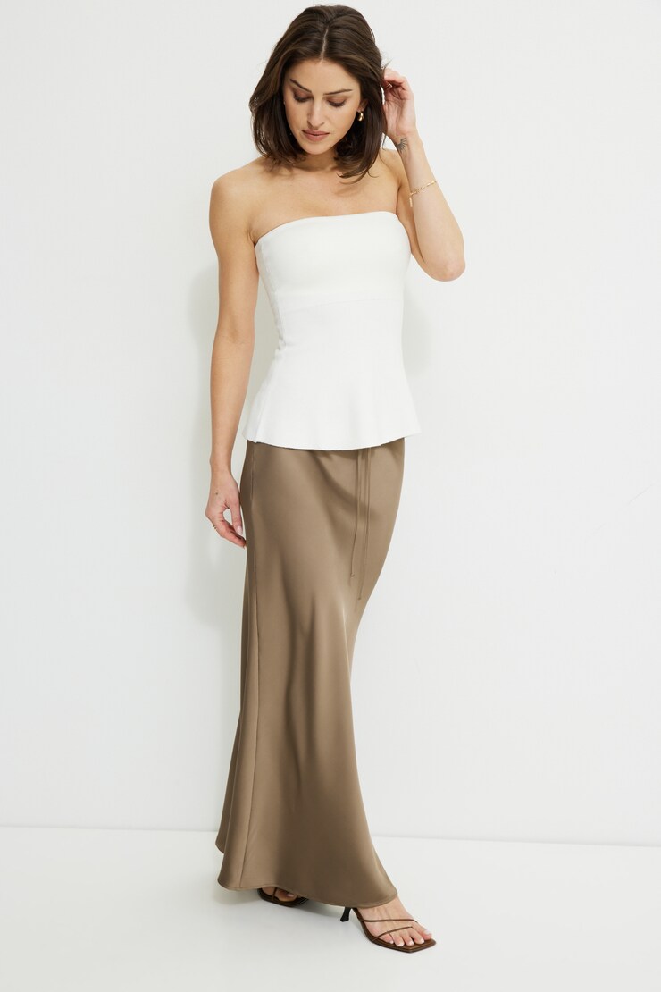Ava Peplum Knit Tube Top Snow White large