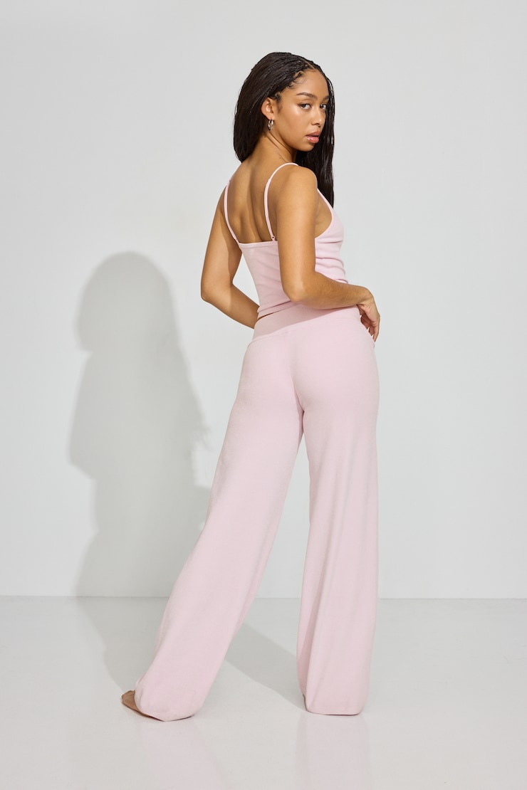 Chenille Low Rise Pants, Light Pink, large
