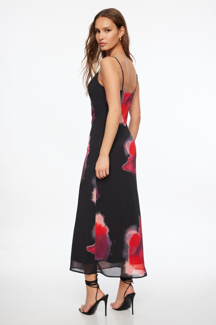 Estera Cowl Neck Slip Maxi Dress Black & Pink Floral large