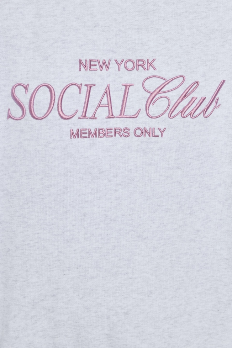 UltraFleece Crewneck Sweatshirt, Spring Grey Mix with "Social Club" Art, large