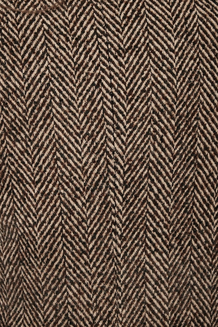 Double Breasted Herringbone Coat Brown/Off-White large