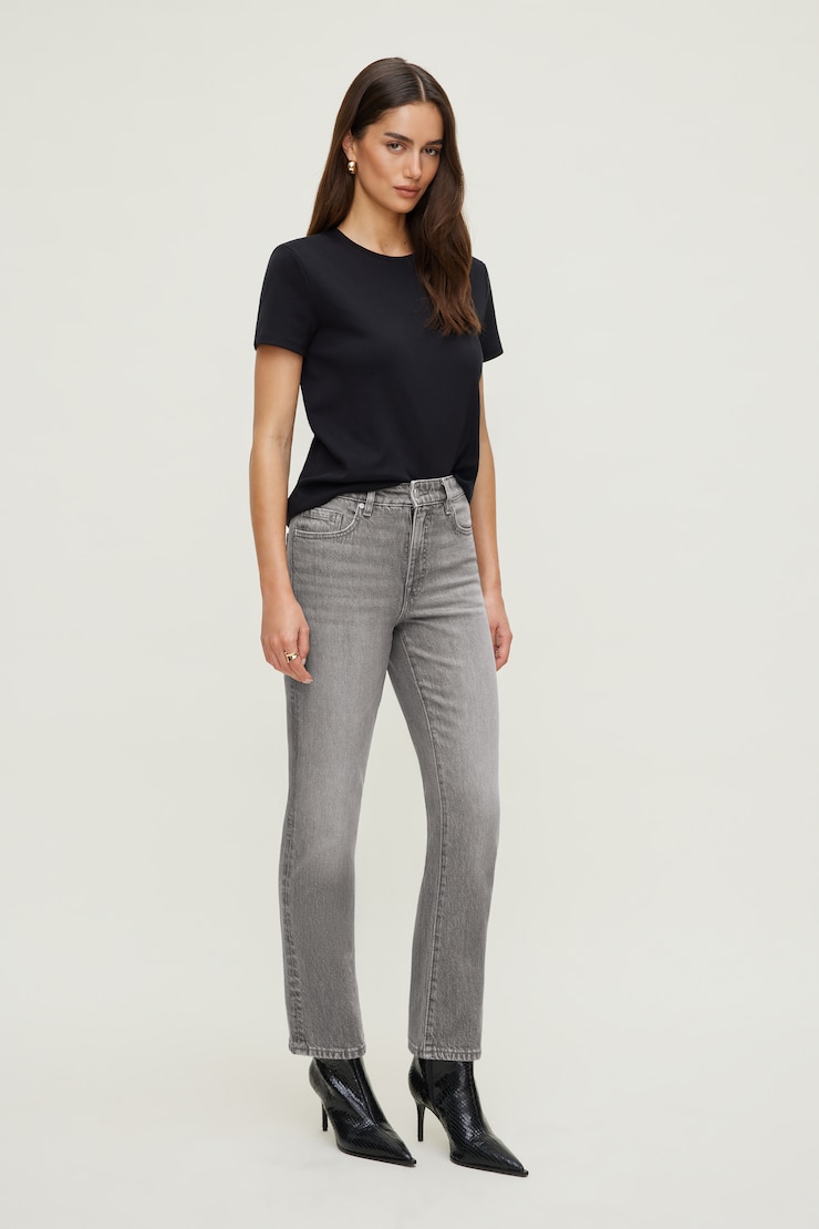 Frenchie High Rise Slim Leg Jeans Medium Black / Dove Grey large