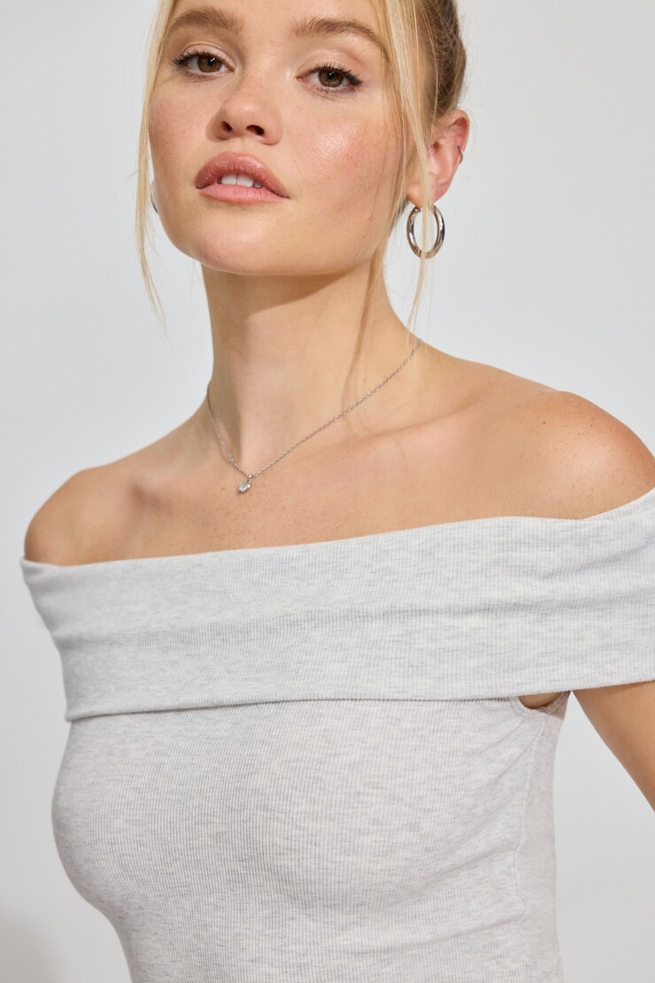 Off Shoulder Top, Spring Gray Mix, large