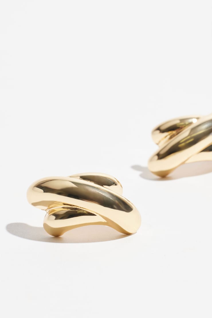 Oversized Double Cross Earrings Gold large