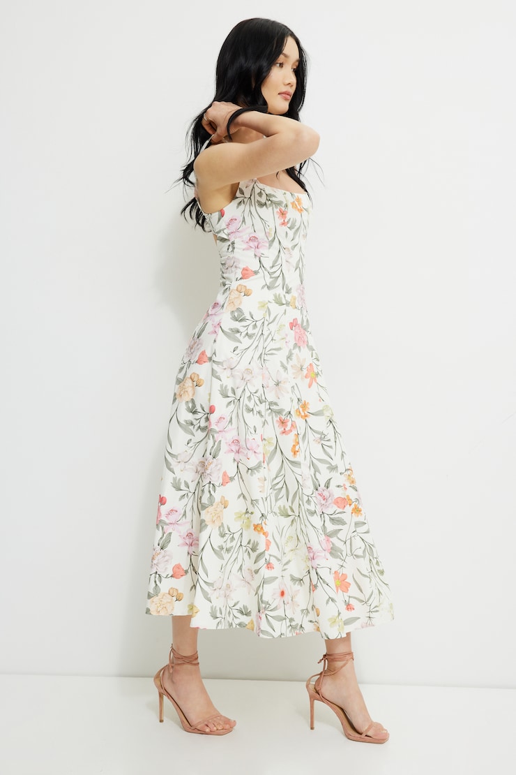 Capri Poplin Maxi Dress Beige Floral large