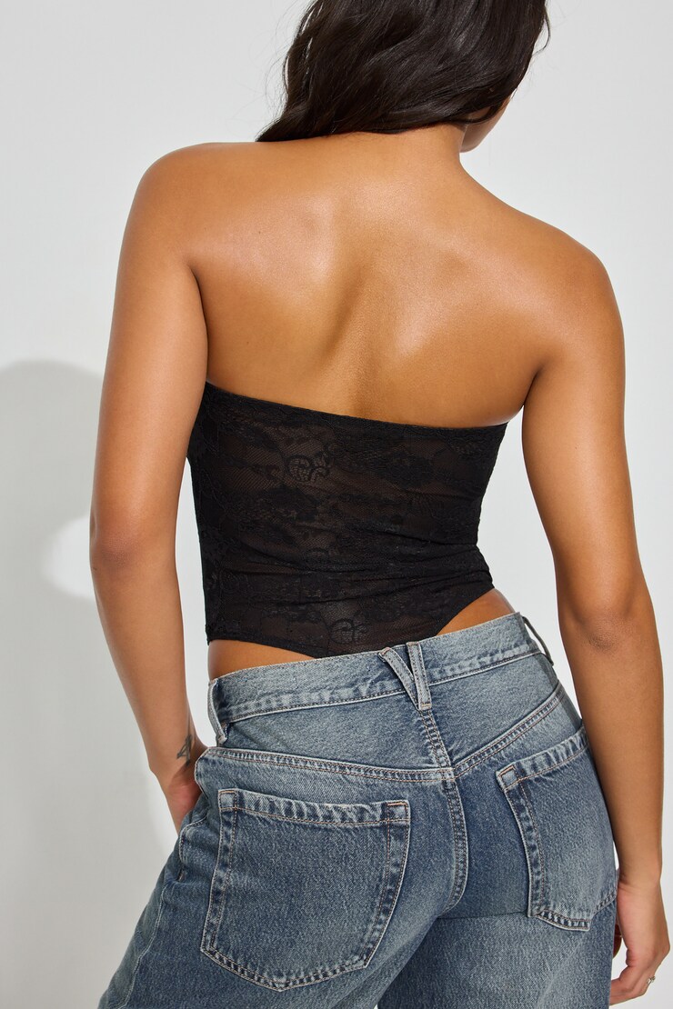 Lace Tube Bodysuit, Jet Black, large