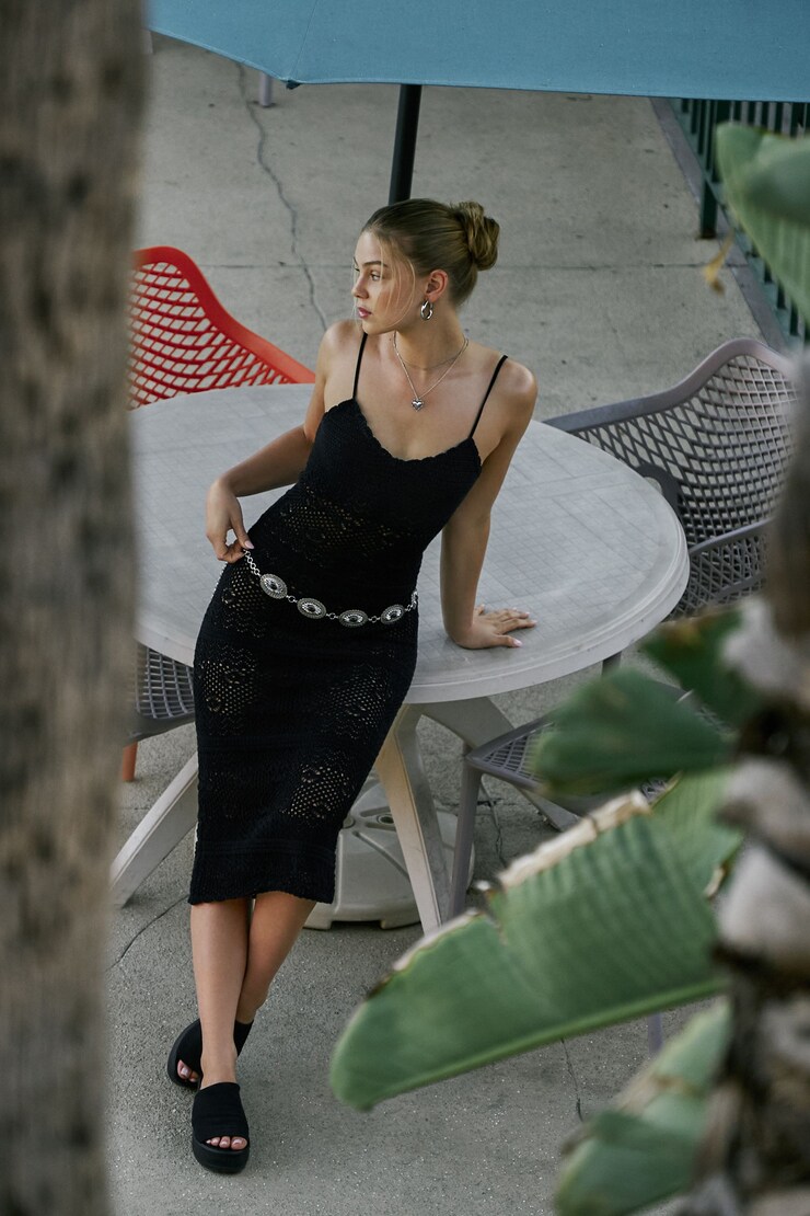 Crochet Scallop Edge Maxi Dress