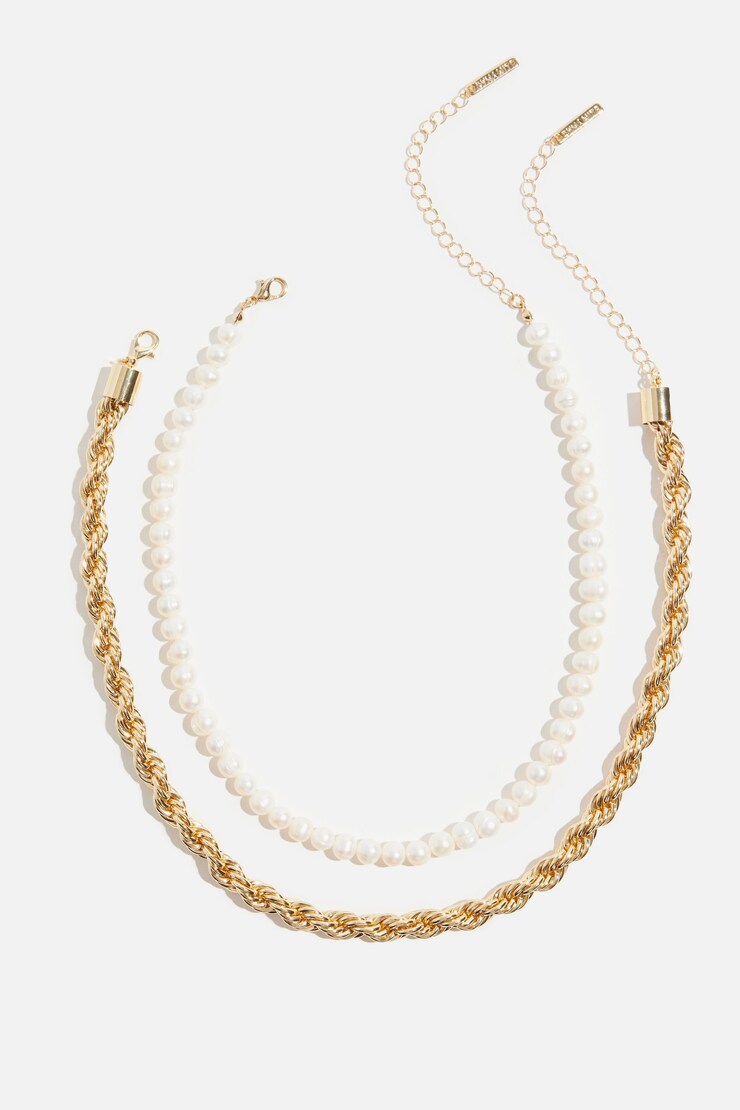 2-Pack Twist Rope & Pearl Necklaces Off White/Gold large