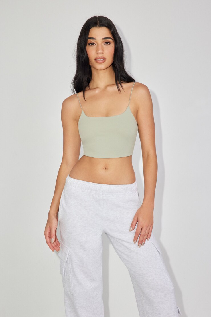 Eva Cropped Cami Top, Seagrass Green, large