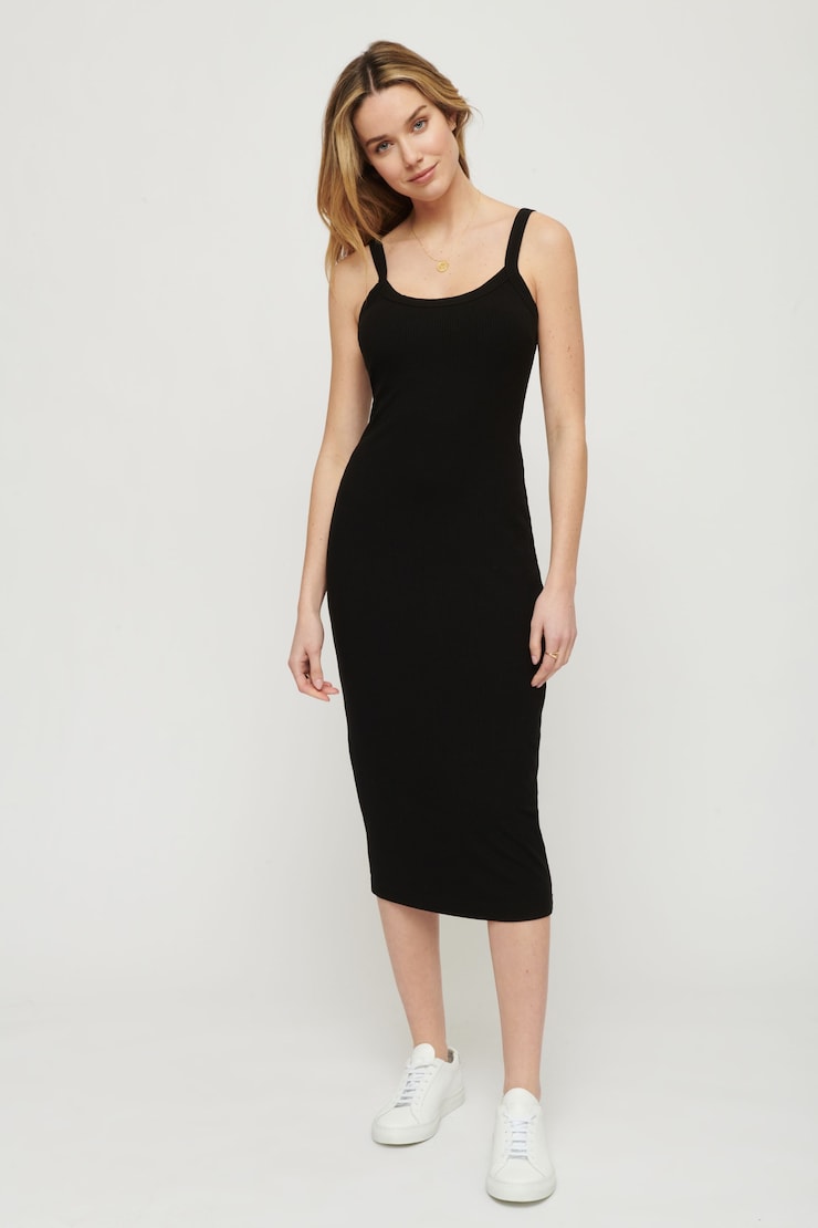 Nova Ribbed Midi Dress Jet Black large