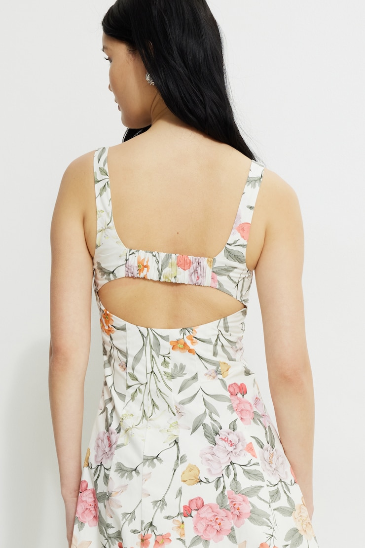 Capri Poplin Maxi Dress Beige Floral large