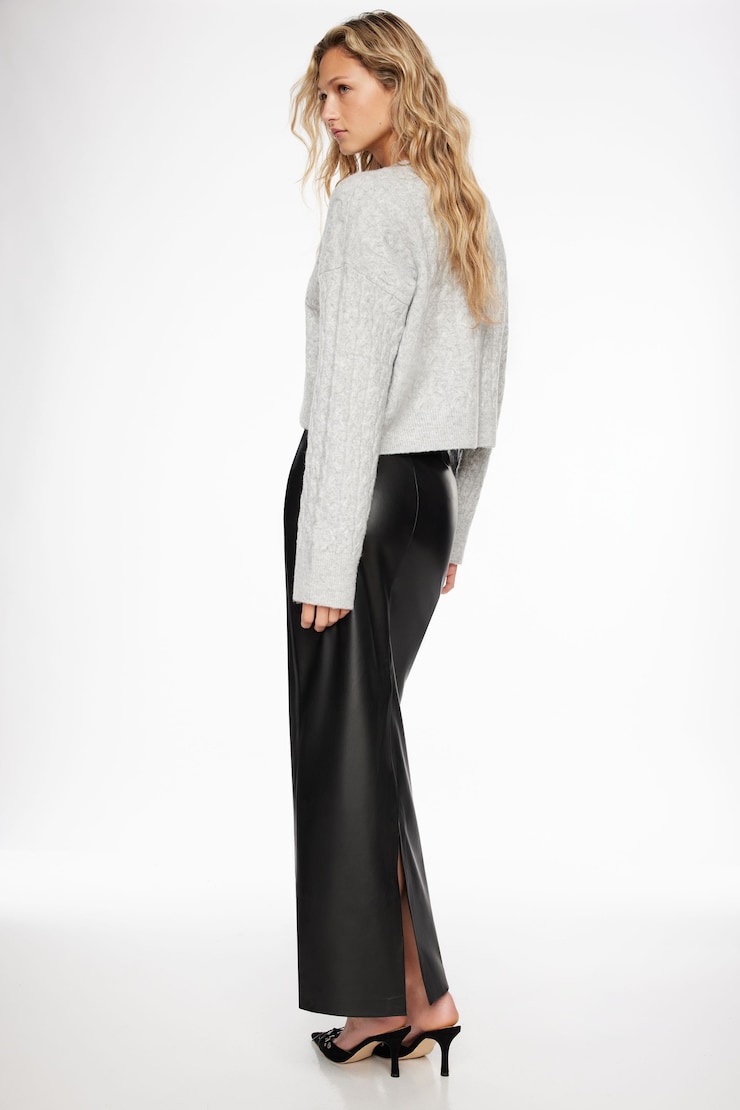 Arya Faux Leather Maxi Skirt Jet Black  large