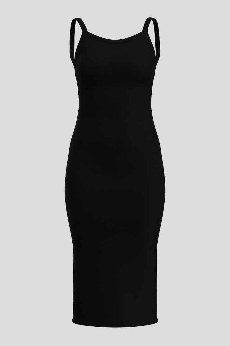 Naomi Low Back Midi Dress , Jet Black, large