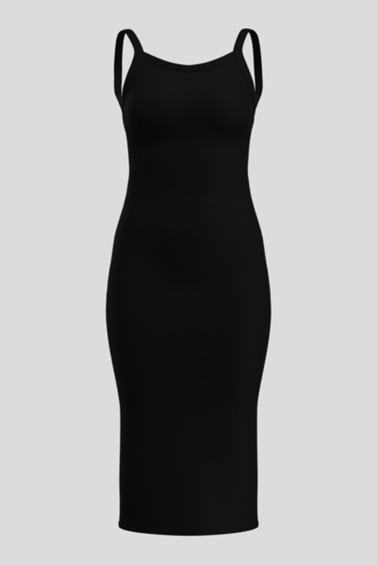 Naomi Low Back Midi Dress , Jet Black, large