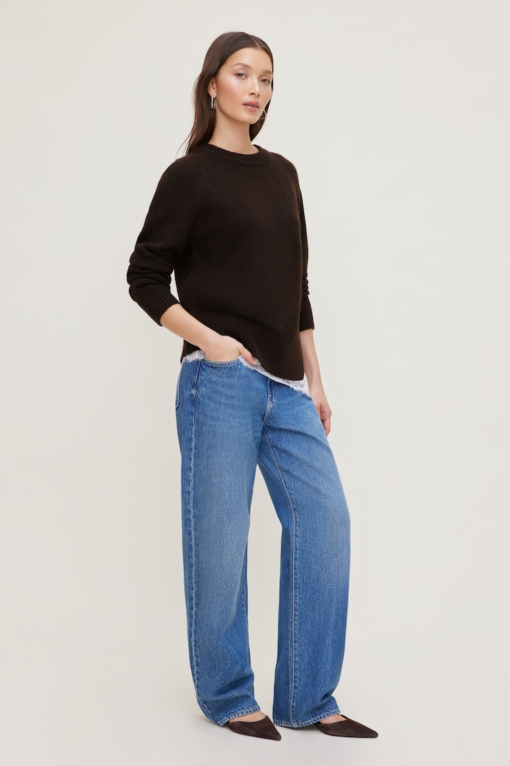 Mika Mid Rise Relaxed Straight Leg Jeans Medium Dark Indigo / Goshen large