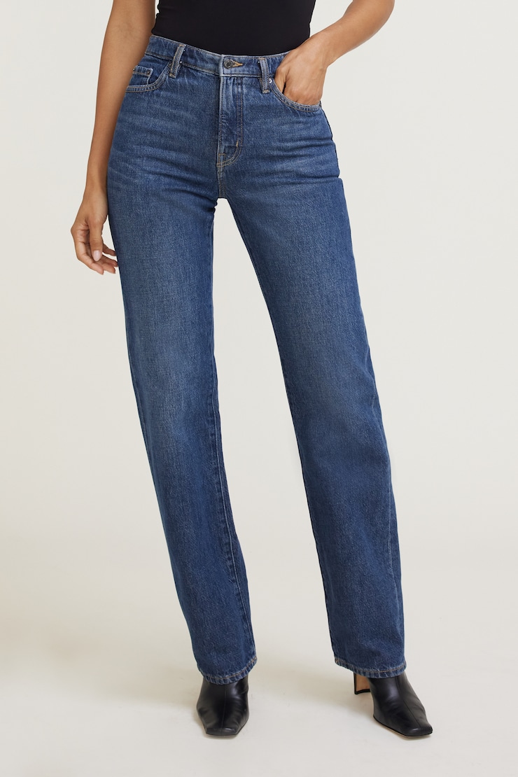 Cara Rigid High Rise Straight Leg Jeans Dark Indigo / Friday Blue large