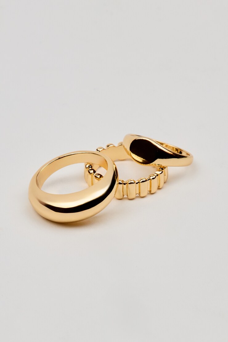 Set of 3 Signet Rings, Gold, large