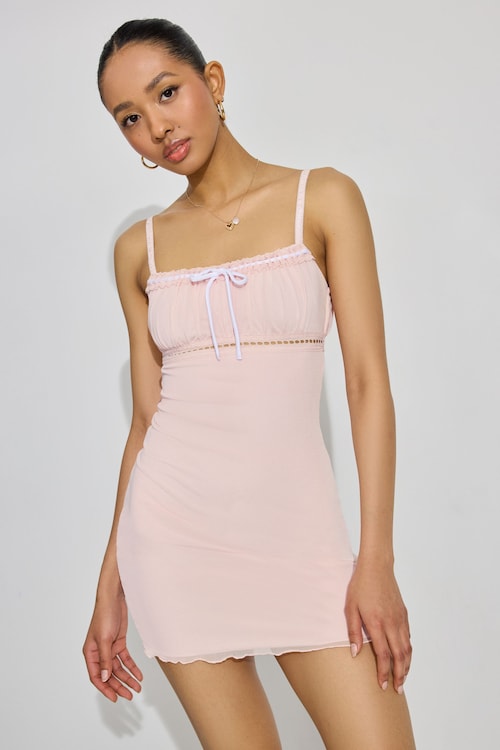 knee length dresses for ladies Kassidy Mesh Mini Dress