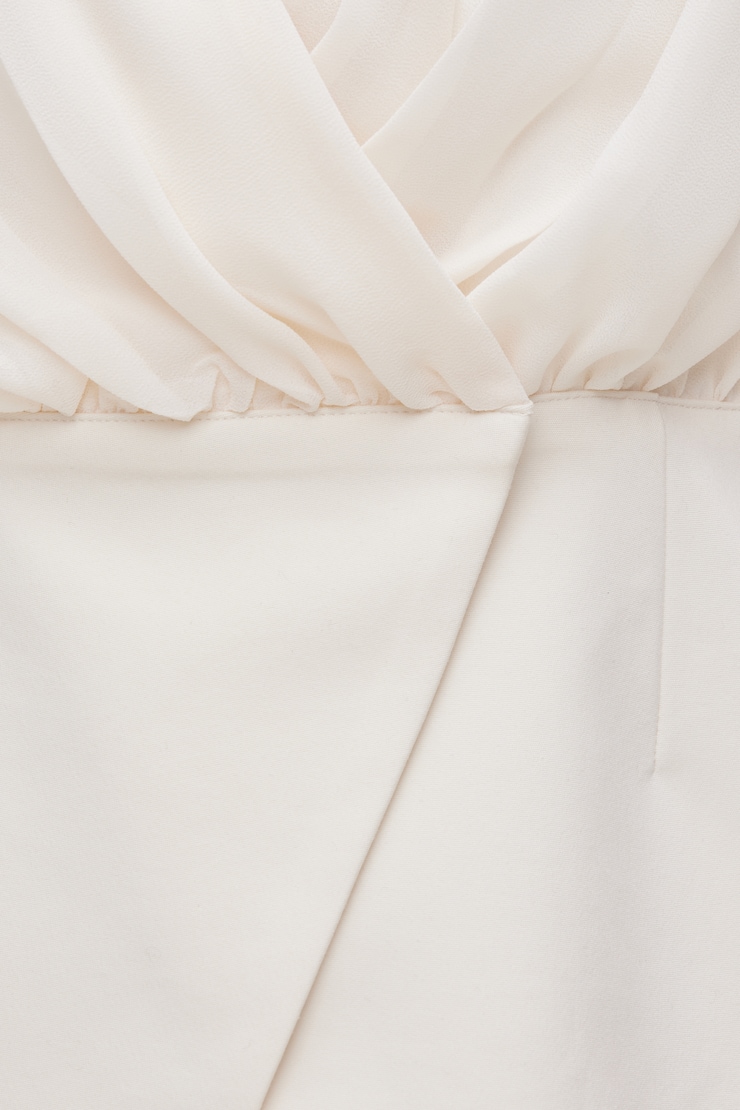 Blouse cache-cœur diaphane Blanc cassé sel de mer large