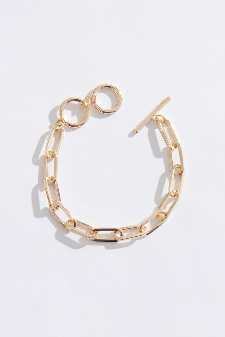 Bracelet with T-Ring , Nugget Gold, large