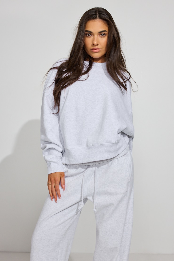 SoftTerry Bubble Crewneck Sweatshirt, Spring Grey Mix, large