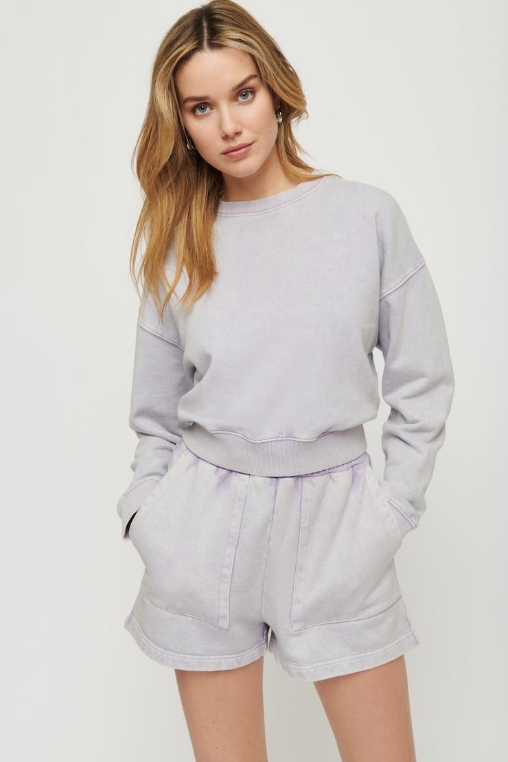 Carnaby French Terry Crop Sweatshirt Garment-Dyed Thistle Purple large