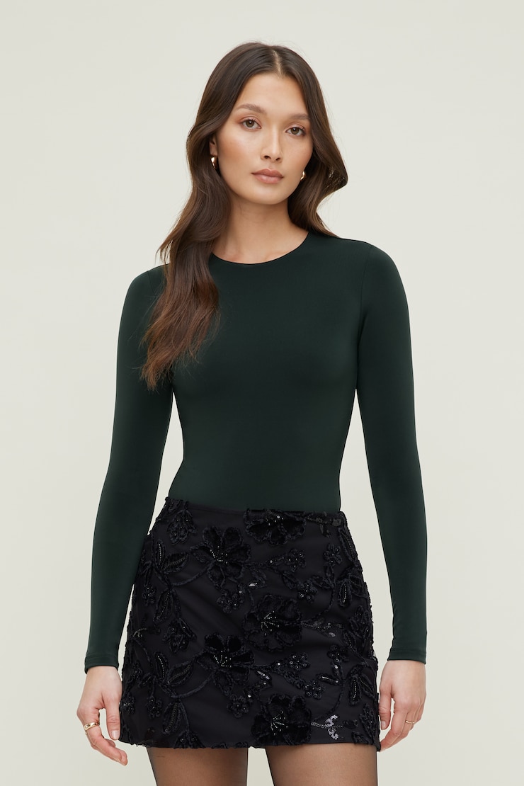 Sculpt Crewneck Bodysuit Scarab Green large
