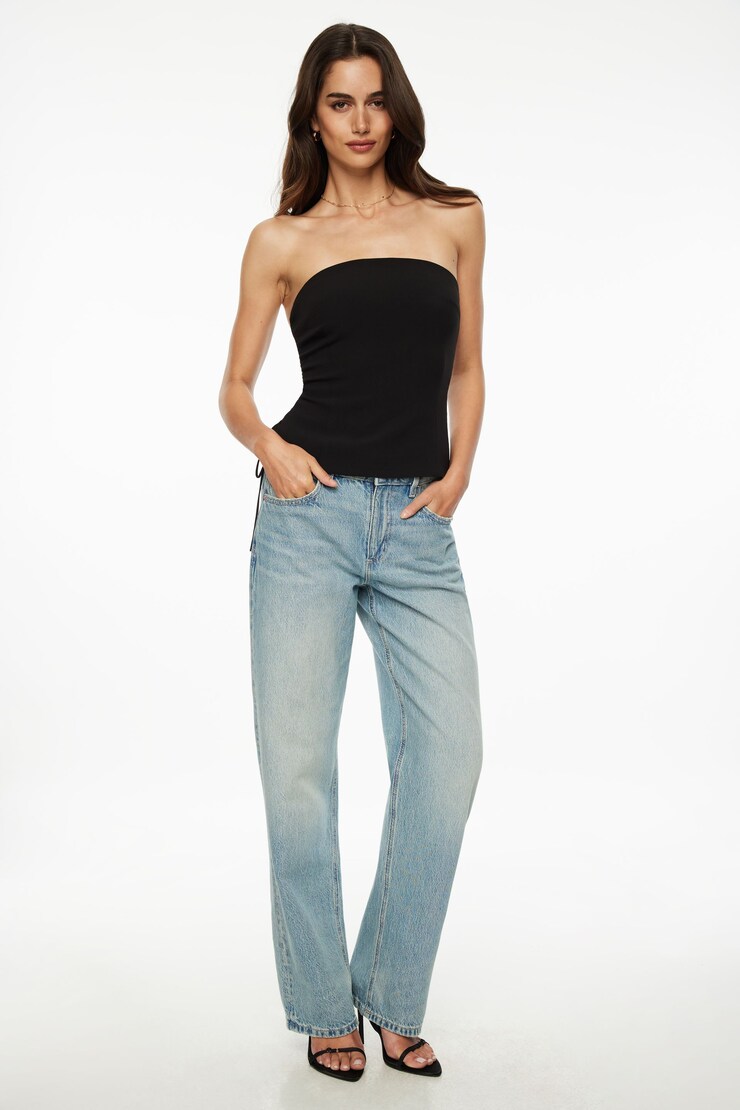 Lace Up Tube Top Jet Black large