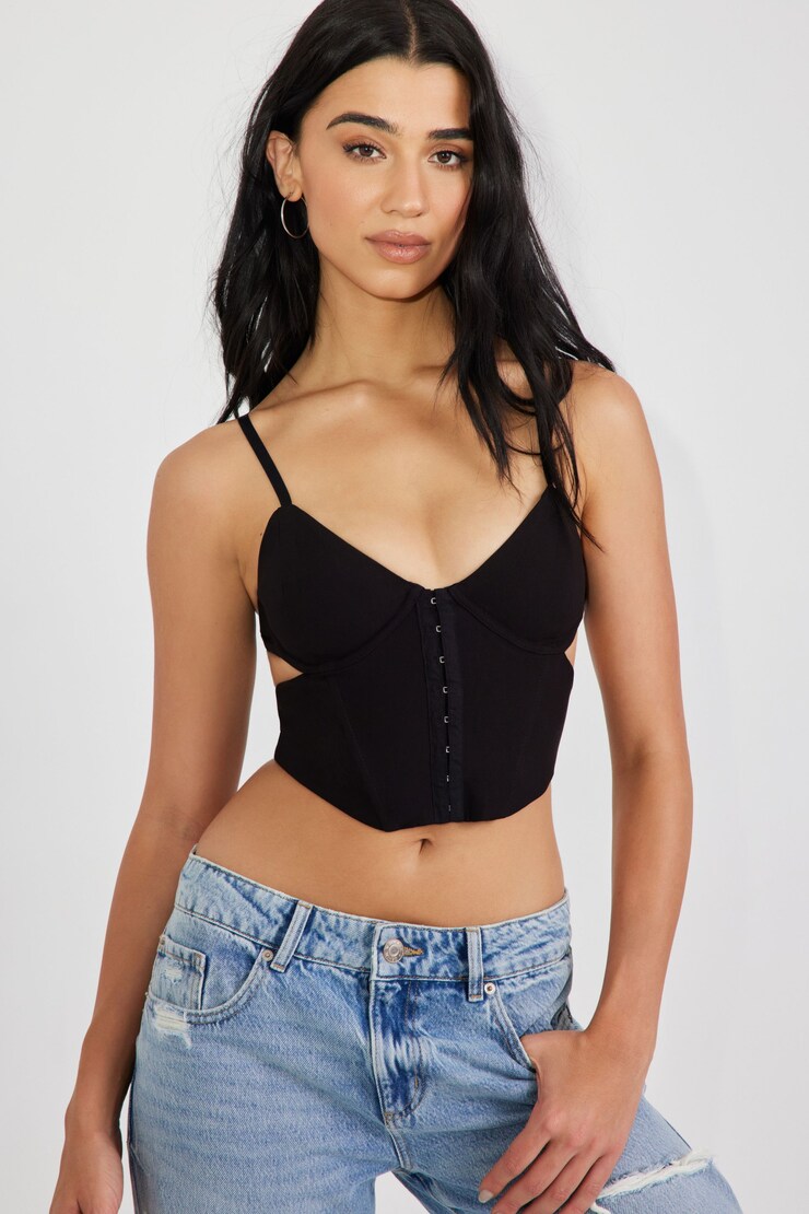 Bianca Cut Out Corset, Jet Black, large