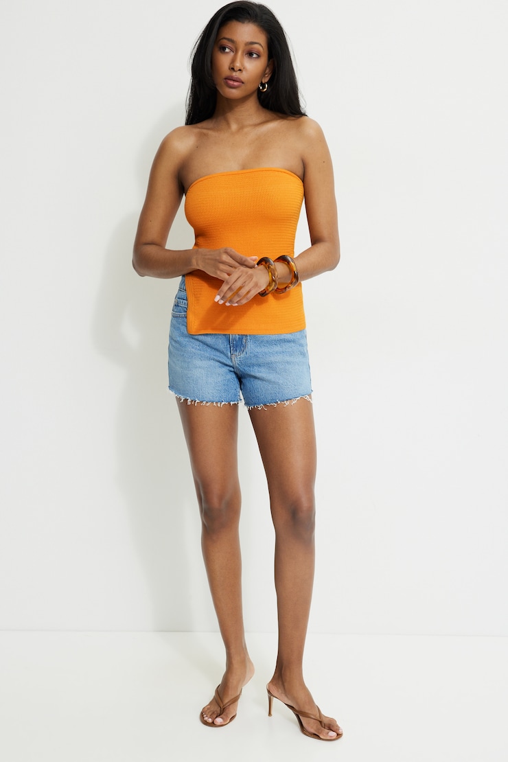 Knit Tube Top Orange | Dynamite