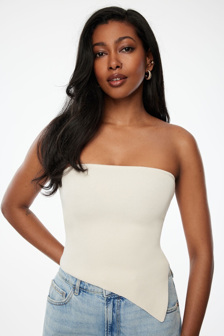 Asymmetric Tube Top Beige | Dynamite