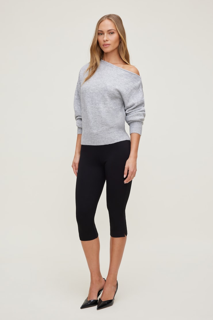 Lola Off Shoulder Sweater Light Grey Mix large