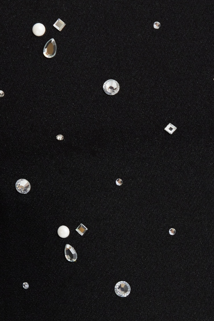 Cropped Rhinestone Bustier Top Jet Black large