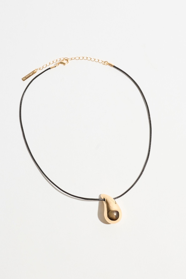 Drop Pendant Cord Necklace Gold large