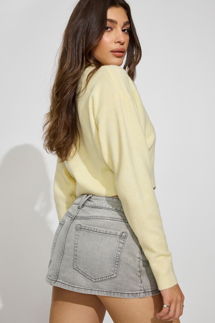 Denim Micro Skort, Rocky Grey, large